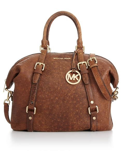 michael kors bedford ostrich purse|Michael Kors Bedford Ostrich XL Distressed Satchel Handbag.